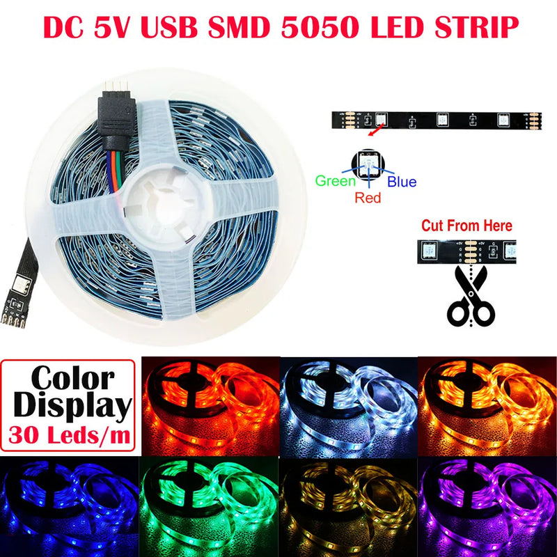 Tira de luzes led rgb 5050 2835, controle bluetooth ,5V