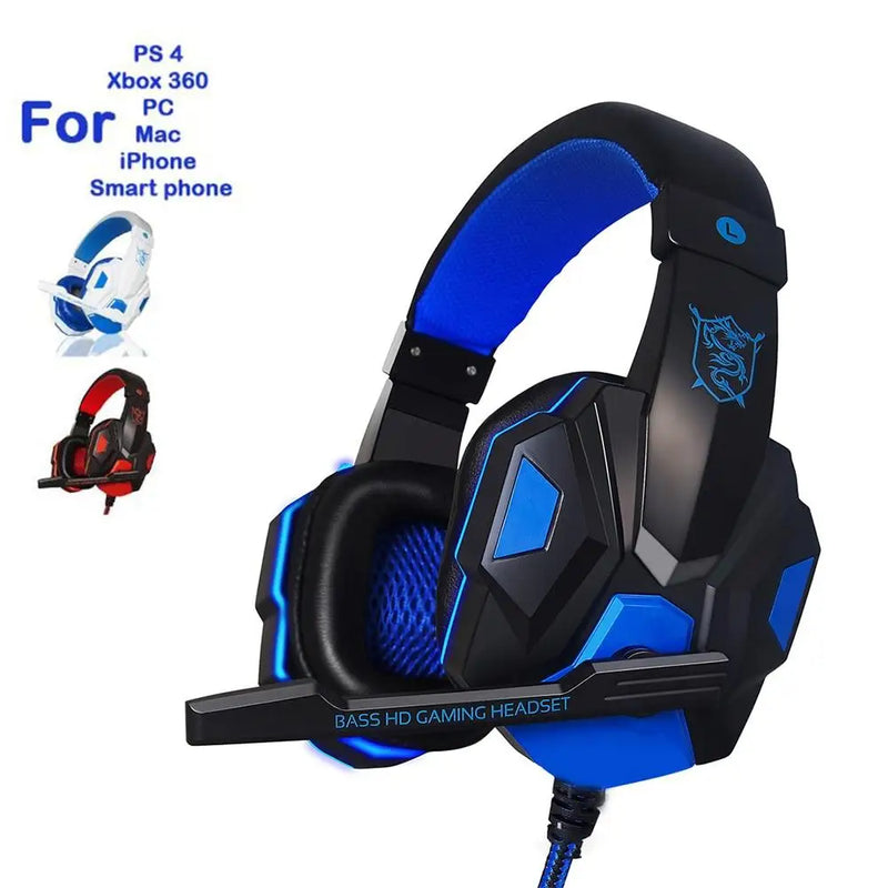 Headset estéreo com graves profundos, com fio, microfone para ps4, telefone, pc, laptop, xbox one, nintend switch, ipad